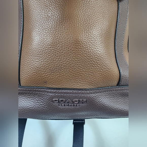 Coach Women's Hudson Browns Leather & Canvas Backpack Flap Drawstring Adj Straps - Picture 2 of 16